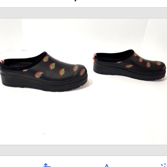 Hunter Original Waterproof Play Mini Rainbow Print Clogs - Picture 2 of 14